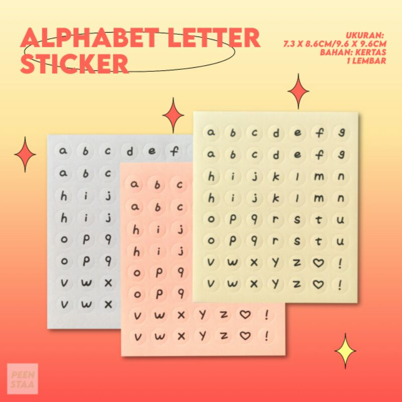 

lowercase alphabet letter huruf stickers