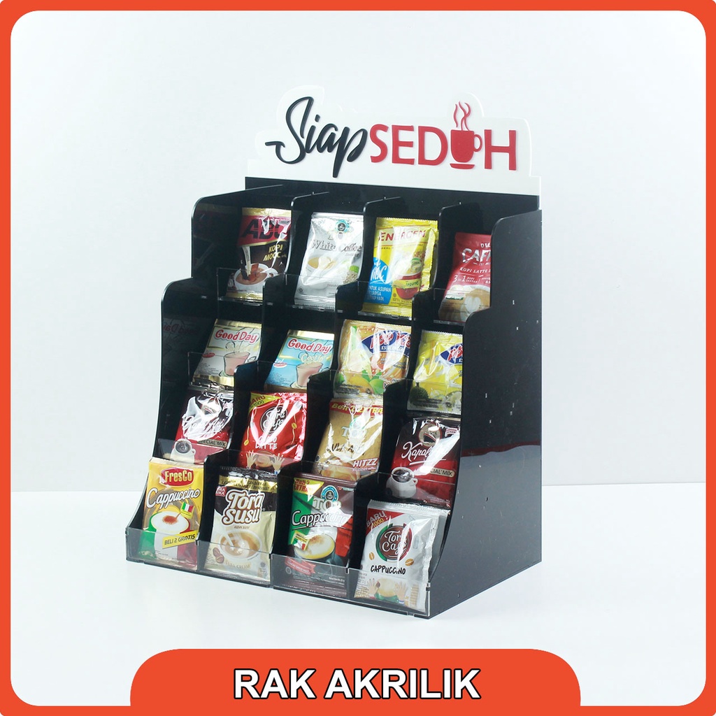 Jual Rak Akrilik Kopi Display Siap Seduh Isi Kotak Indonesia Shopee