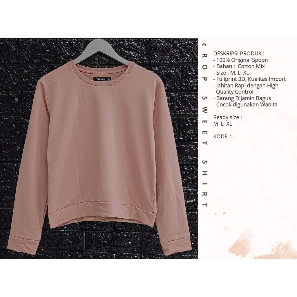 Kaos Wanita Lengan Panjang | Merk SPOON | Motif - Polos Pink