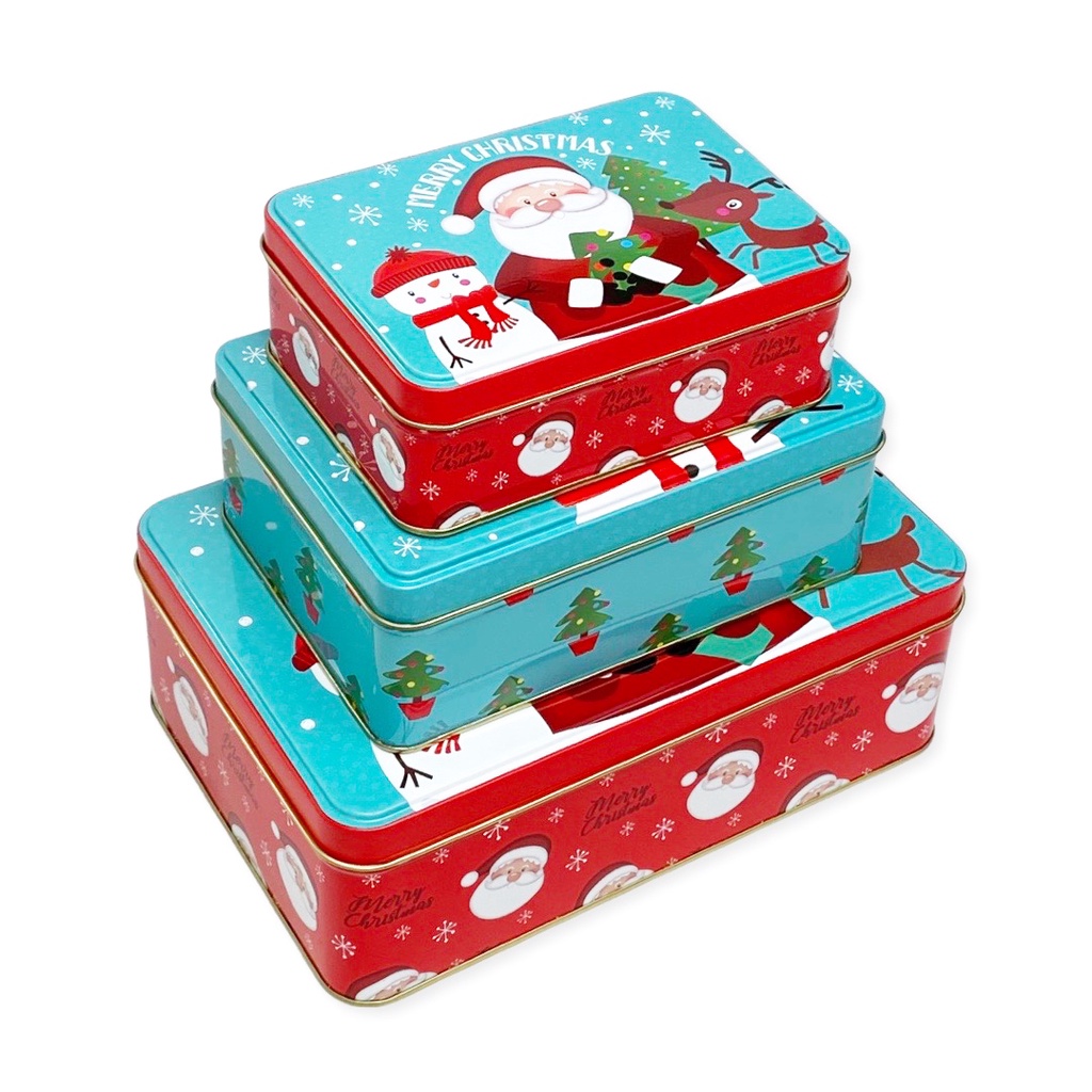 

W! Accessories Kotak Kaleng / Tin Box Natal Set Santa Snowman 63320801