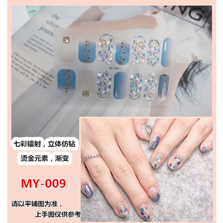 MY 14Pcs/Set Stiker Kuku 3d Desain Bermotif High End Berlian Mutiara Permata Warna-Warni Untuk Tempel Tahan Air Tahan Lama Menicure Stickers Korea Self Adhesive Fashion Sticker kuku Full Aksesoris Dapat Kupas Mudah Digunakan Dan Dilepas Anti Air Nail Art