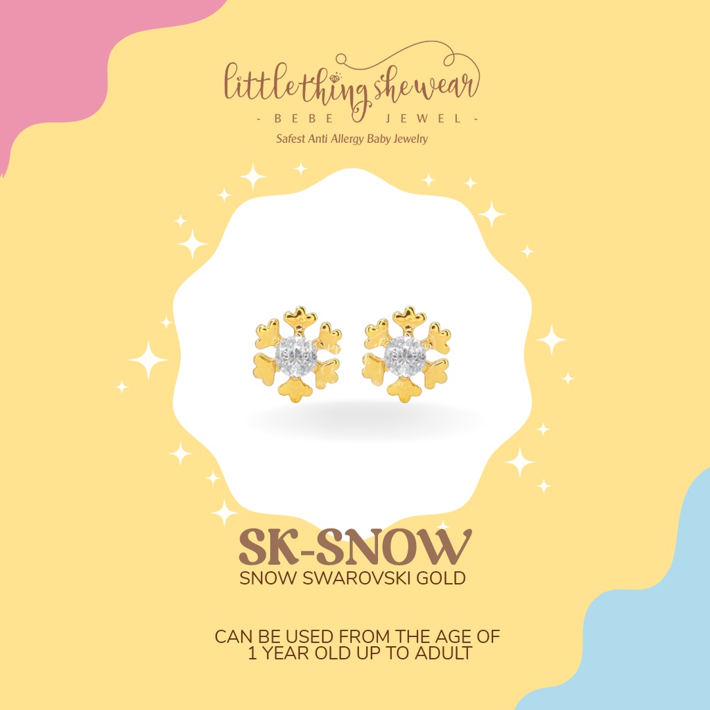 Anting Anak Littlethingshewear Snow Swarovski Gold Toddler SK-SNOW 0,6gr