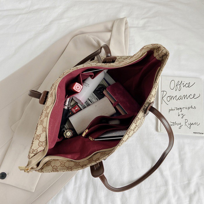 BJ15135 - BROWN/PINK - TAS BAHU SHOULDERBAG SLEMPANG CANVAS ELEGAN FASHION TAS WANITA FASHION IMPORT MODIS ELEGAN TERMURAH TERLARIS TERBARU BAGSTORE JAKARTA TAS BATAM CR7558 GT1836 ELJ5135 BQ3005 LT1234 JT76144