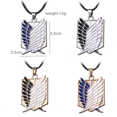 Kalung Dengan Liontin Logo Anime Attack on Titan Survey Corps