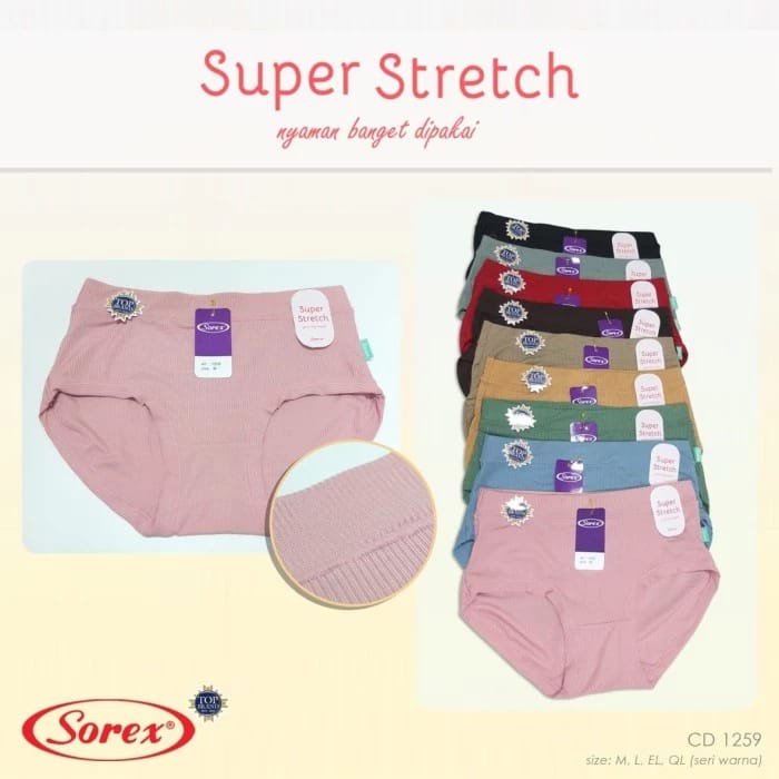 Sorex Celana Dalam Wanita - CD 1259 - Midi Panty - Super Stretch Karet Besar - M - XXL