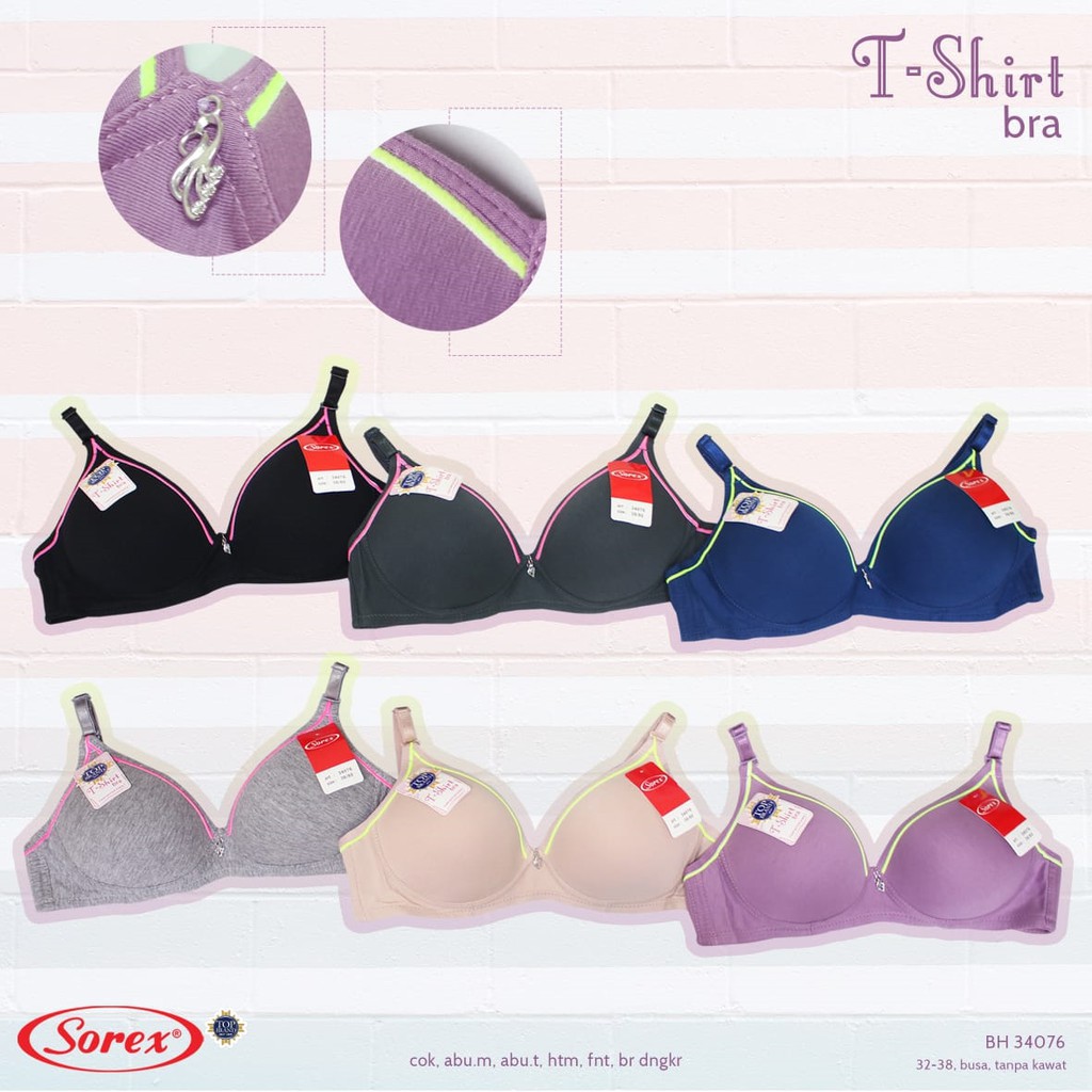 BH SOREX 34076 | Sorex Bra T-Shirt Busa Tanpa Kawat Kait 2 Setara Cup B Sguna