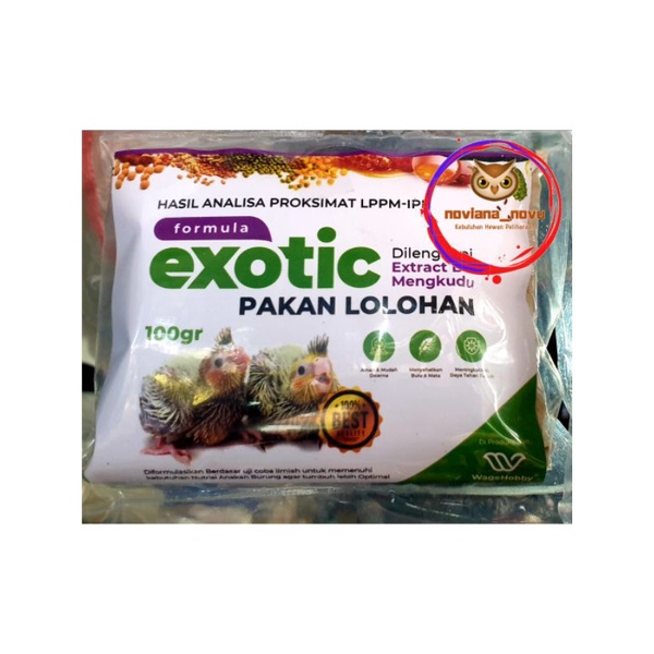 FORMULA EXOTIC PAKAN BURUNG LOLOH KEMASAN SACHET SEMUA BURUNG DAN PARUH BENGKOK JENIS FREE FLY FLIGH