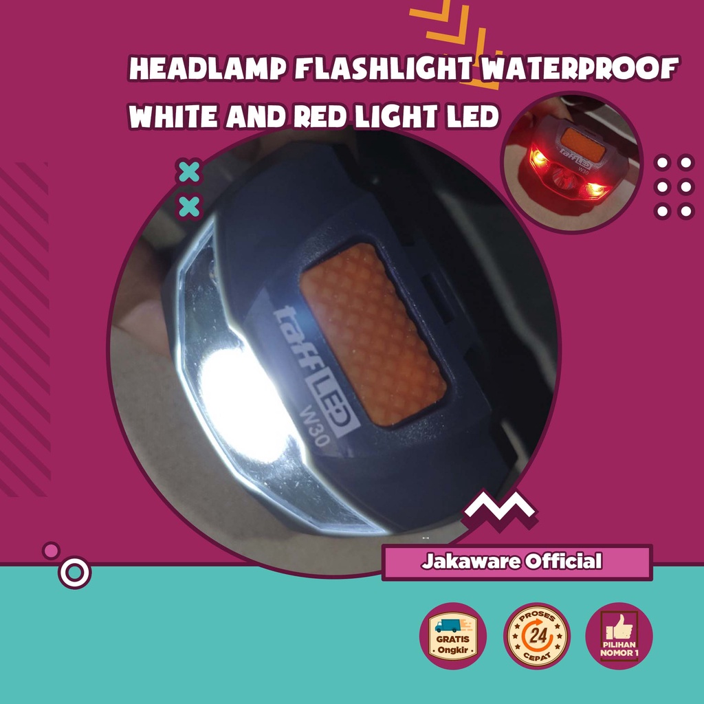 HEADLAMP FLASHLIGHT WATERPROOF WHITE AND RED LIGHT LED LAMPU KEPALA HELM SENTER MULTIFUNGSI BATRAI B