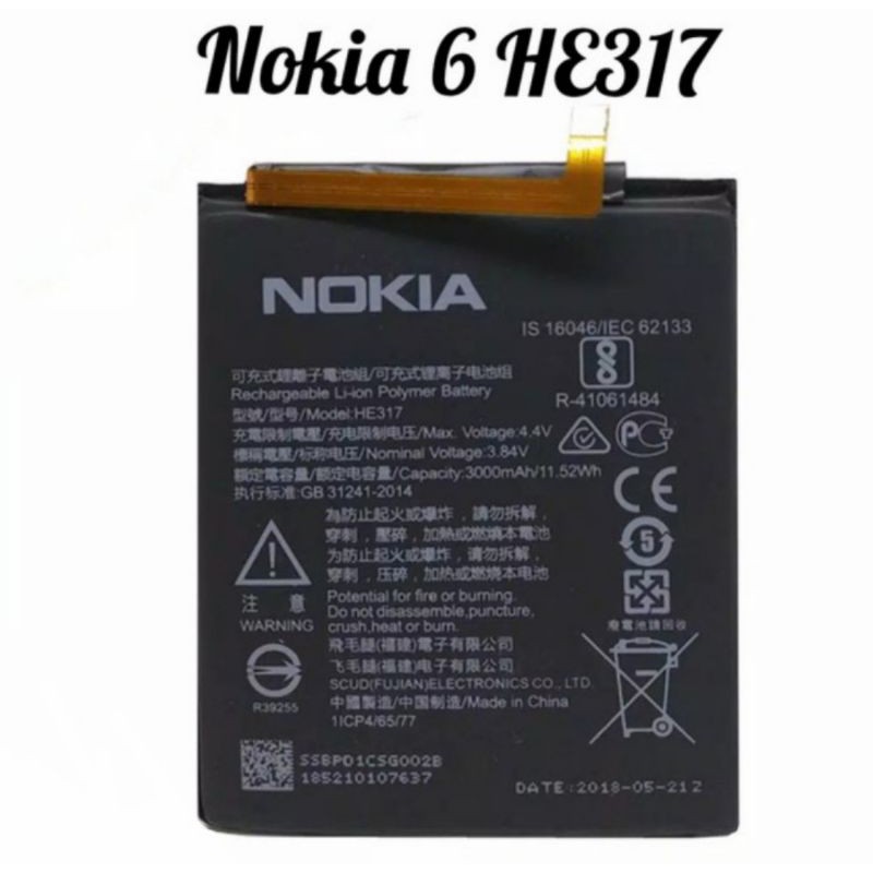 Baterai Nokia 6 HE317 Original