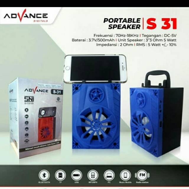 speaker bluetooth music box advance s 31 s31 IZIN POSTEL RESMI AMAN
