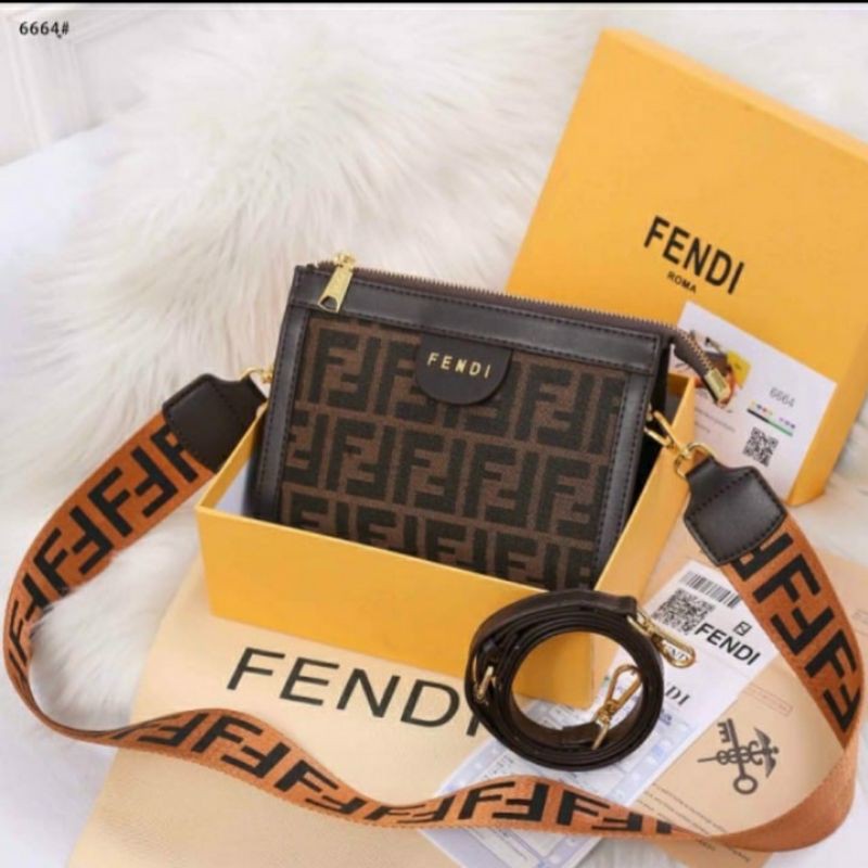 TAD FENDI CANVAS SLING BAG