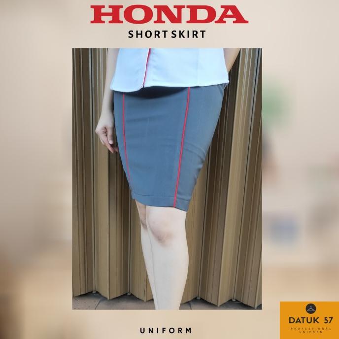 Bawahan Wanita [005] Rok Seragam Honda (Pendek) Size XS - XXXL - Abu -abu Tua, L