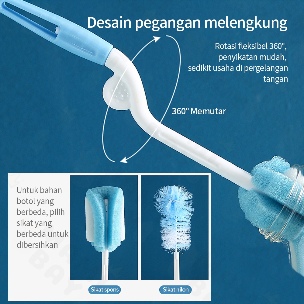 OKEYI Sikat Botol sponge brush/Sikat sedotan stainless/bottle cleaner