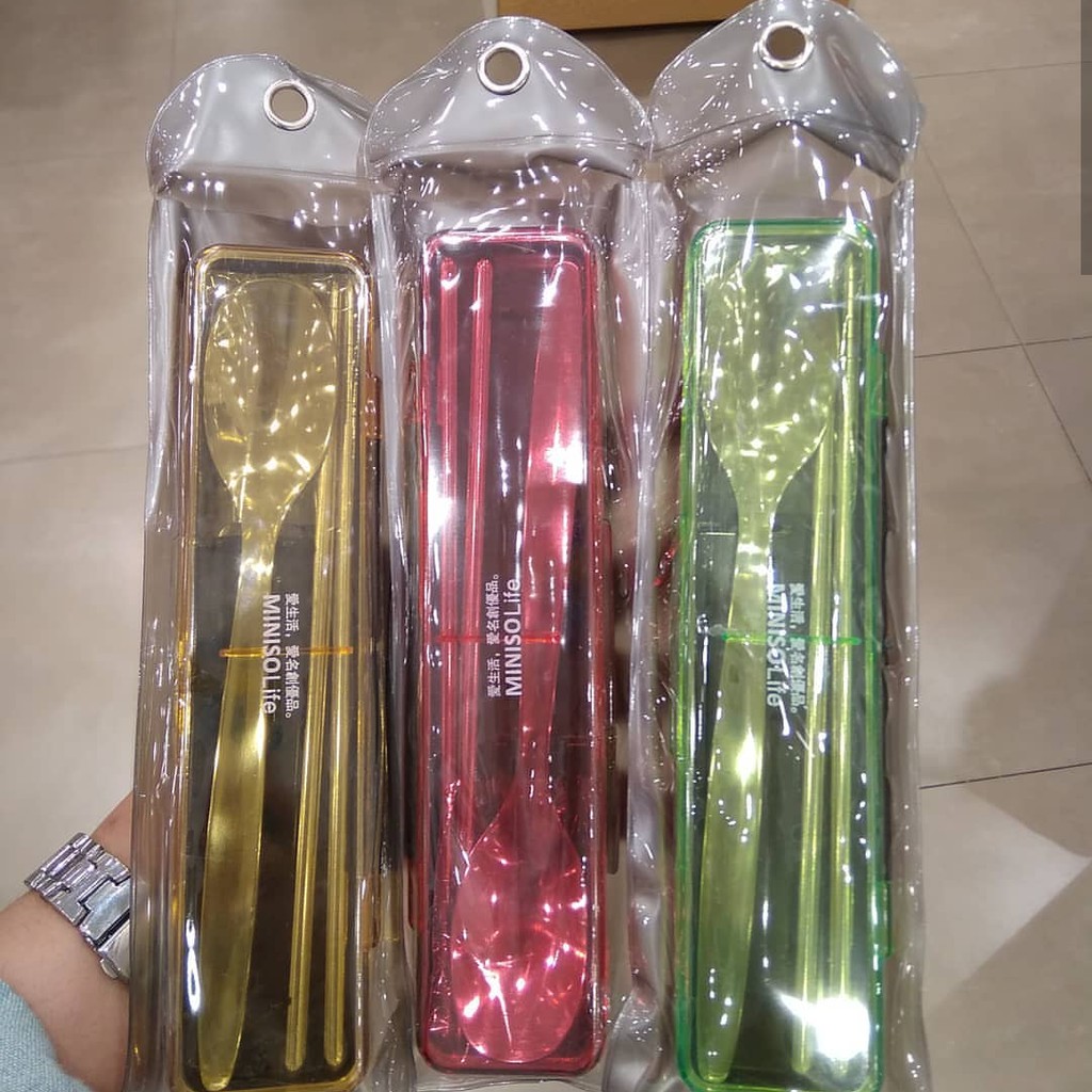 Miniso Official Alat Makan Sendok + Sumpit Original