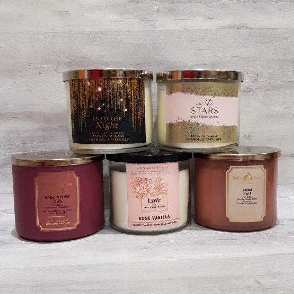 BBW Scented Candle 3 Wick Candle IN THE STARS INTO THE NIGHT LOVE PARIS CAFE DARK VELVET OUD Bath an