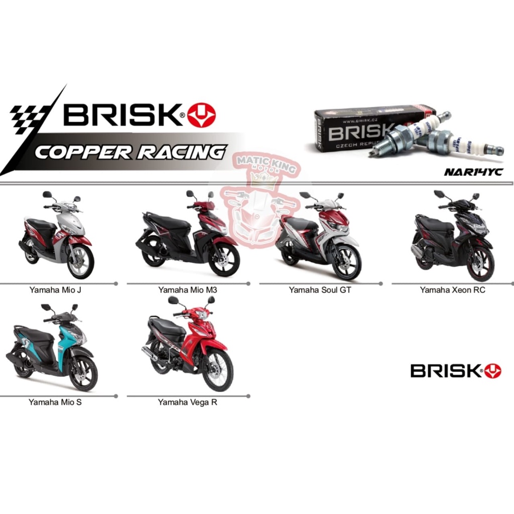 Brisk Busi racing Vario Beat PCX ADV Genio Deluxe Tiger Megapro Glpro Satria FU Nmax Aerox Lexi Mio FreeGo  Gear Jupiter Z RXKing Spin Supra X KLX CRF