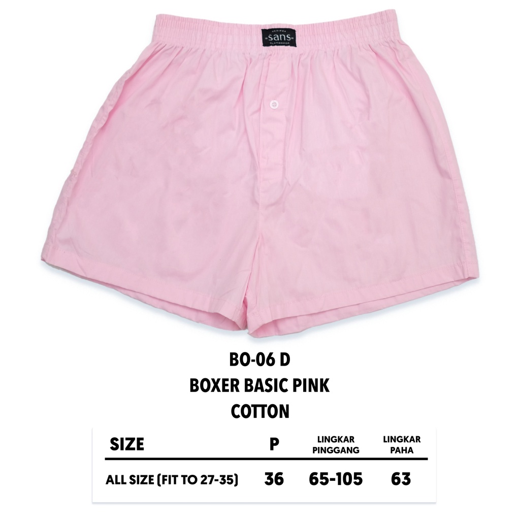 SANVANINA Celana Boxer Unisex Polos Basic  Pink| Celana Santai | Celana Pendek | Boxer Pink BO-06D