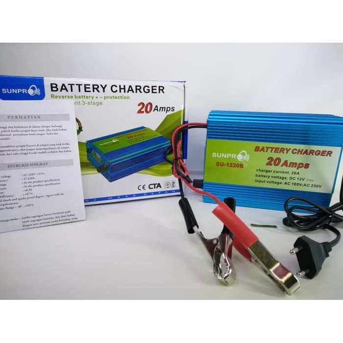 Charger Aki Portable - Aki Mobil - Otomotif Cas Aki Otomatis / Charger Accu 20A, Aki Kering, Basah,