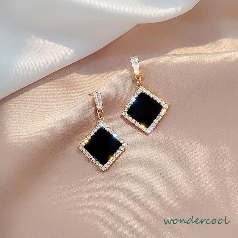 S925 Silver Needle Earrings Temperamen Fashion Kepribadian Anting Geometris Anting Wanita-Won