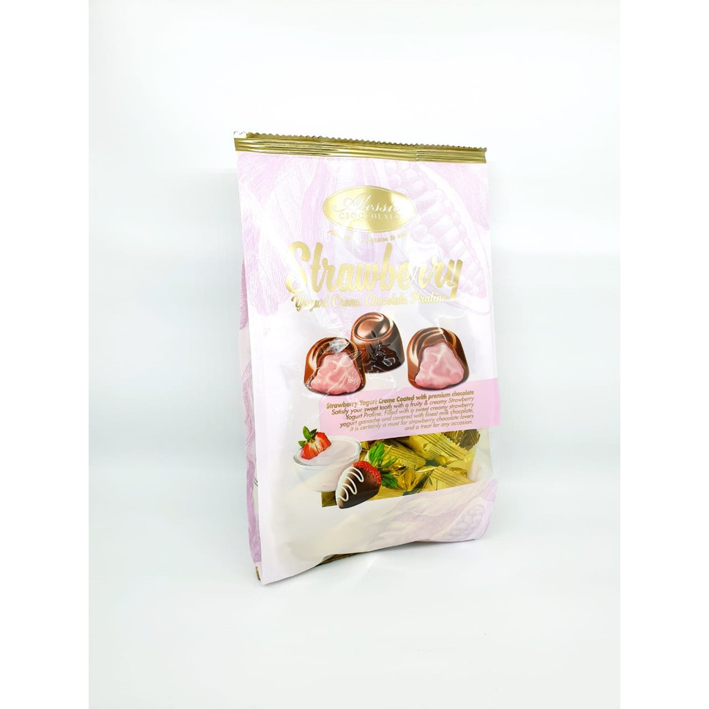 

Coklat Alessio praline rasa strawberry 200g