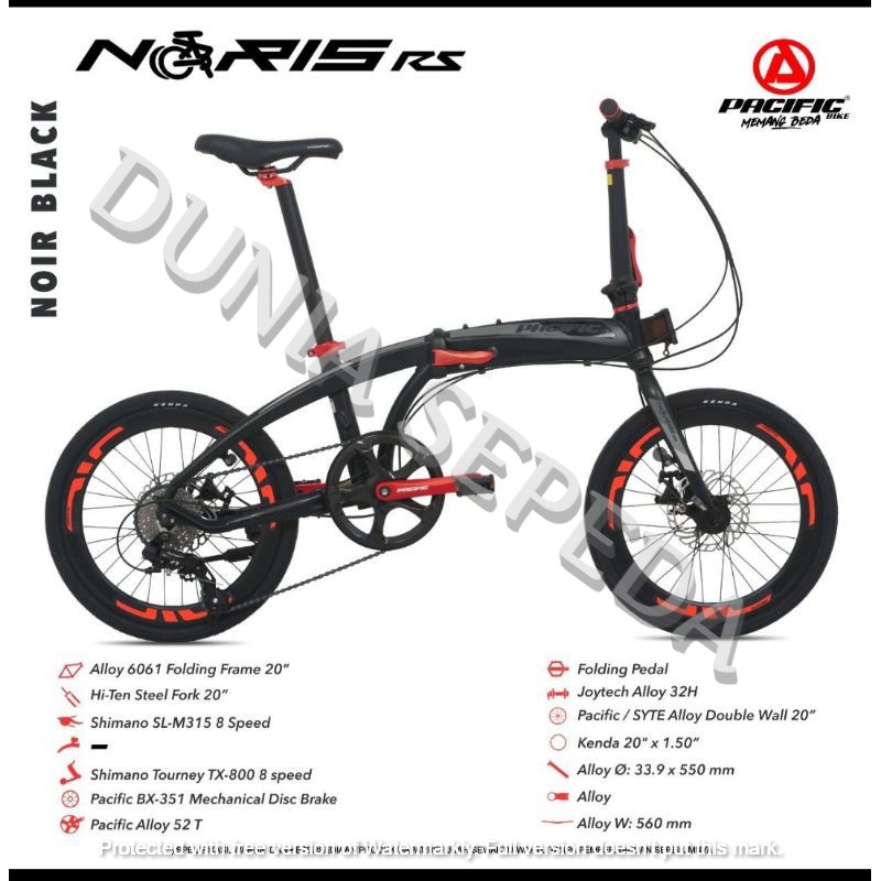 SEPEDA LIPAT 20 PACIFIC NORIS RS ALLOY 8 SPEED HYDRAULIC