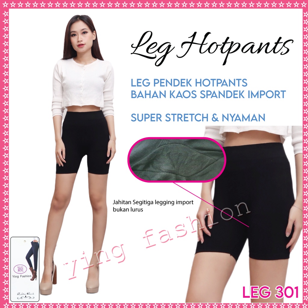 [Grosir Minim 6 pcs ] LEGGING PENDEK 301 HOTPANTS / Leggings Shot Short strit Pendek All size Slim &amp; Jumbo &amp; SuperJUMBO Spandek Jumbo Size Fit / LEGGING IMPORT / LEGGING HITAM