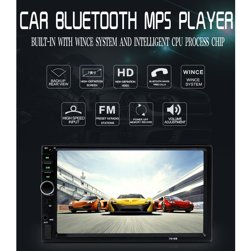 Dennos 7018B Head Unit Double Din 7 Inch Bluetooth Audio Car MP3 MP5 Player In Touch Screen Radio