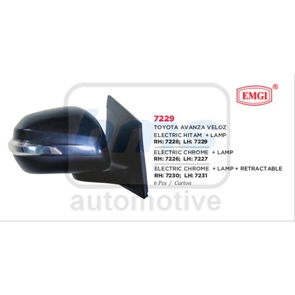 Spion Emgi Toyota Avanza Veloz 2012 Hitam Elektrik Lampu RH