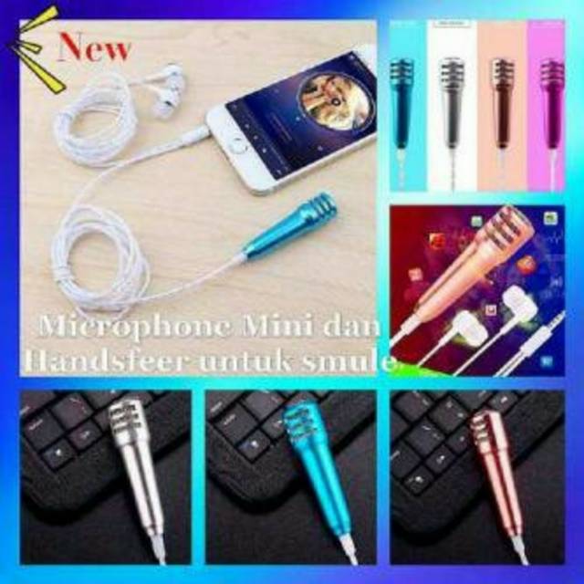 Microphone mini + headset smule / mic earphone 2in1