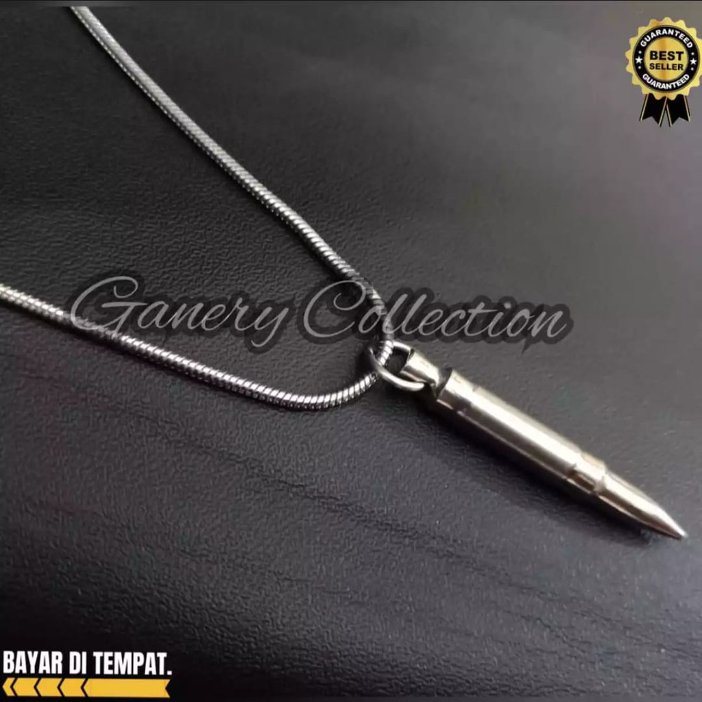 Kalung Peluru Titanium Asli Original Besi Baja