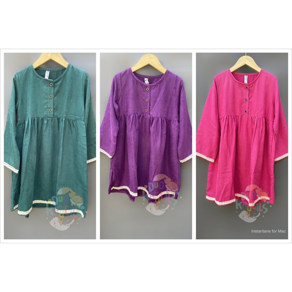 DRESS anak perempuan TUNIK RENDA | DUO KRUCILS