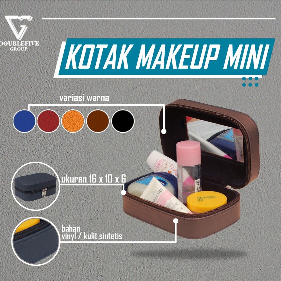 Box Make Up / Kotak Make Up Beauty Case / Tempat Make Up Mini Premium - Uk 16x10x6 Cm - Coklat