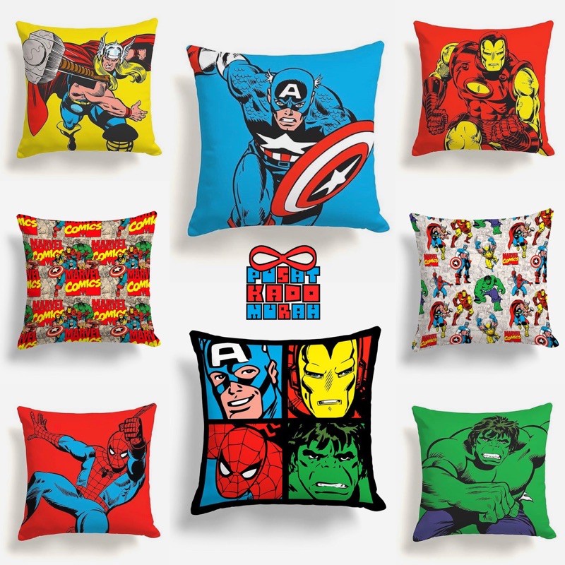 Bantal Sofa Avangers Marvel Captain America Ironman Thor Hulk Spiderman 40x40 cm - Pusat Kado Murah