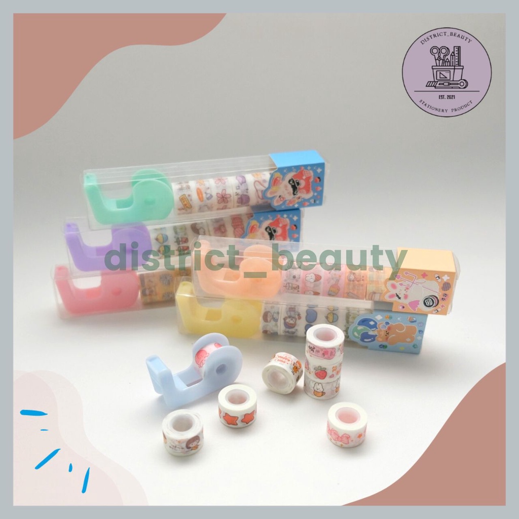 

PAKET SOLATIP AESTHETHIC MURAH FREE DISPENSER ISI 8 PCS SELOTIP MINI LUCU DEKOR PHOTOCARD