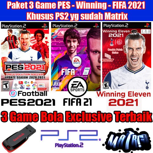 Paket Flashdisk 3 Game PS2 PS 2 PES 2021 - Winning Eleven 2021 - FIFA 21