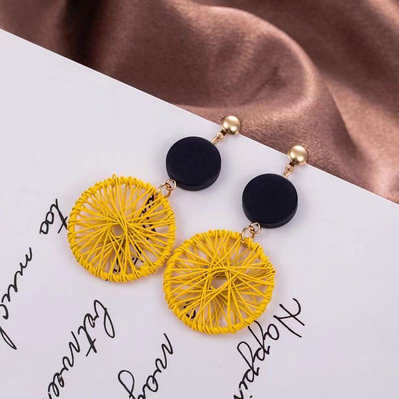 (Hello Girl)E31 Anting Anyaman Roda Fashion Wanita Stud Earrings Import