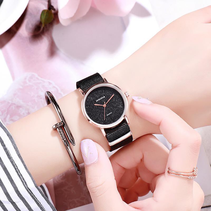 ✅COD [BBS] Jam Tangan Wanita Analog Quartz Casual Simple Chic Strap Nylon Untuk Fashion Watch