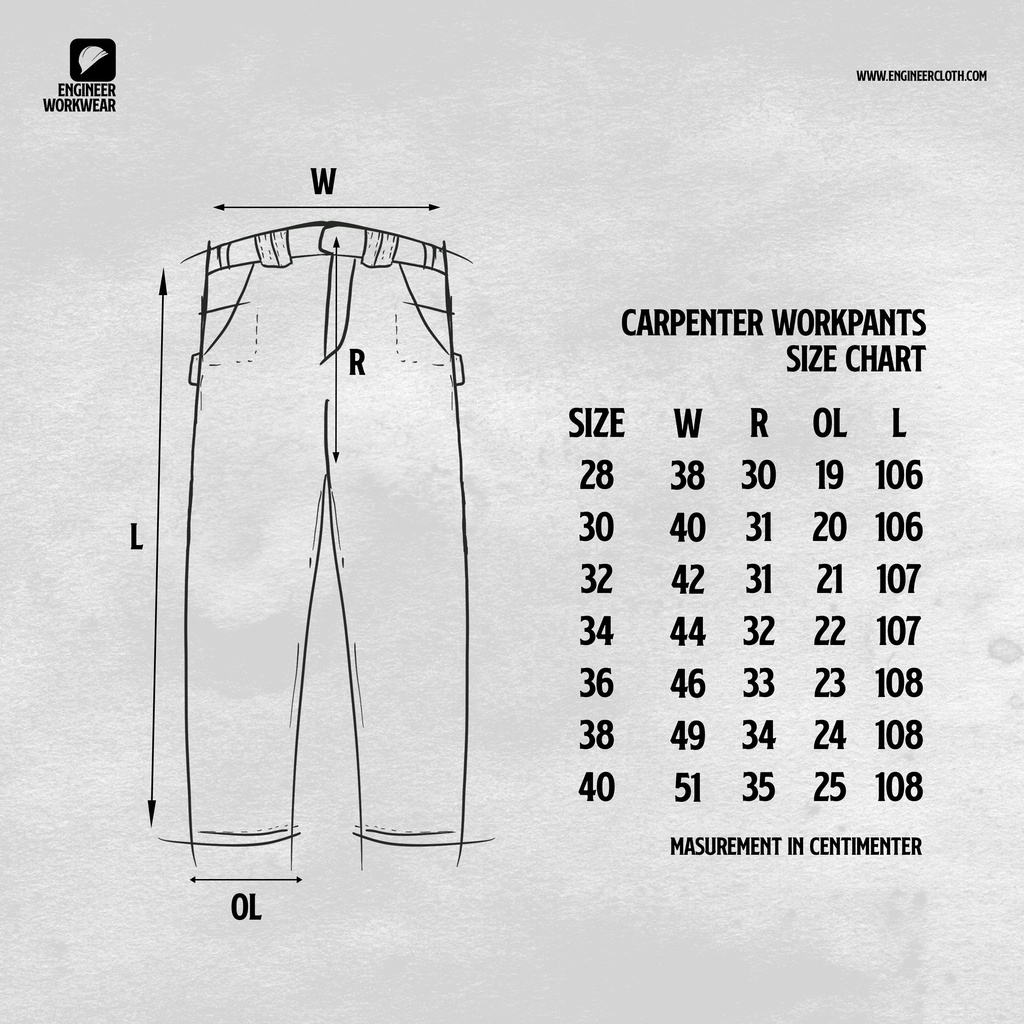 Carpenter Workpant-SERI CELANA CHINO STRETCH 4 Warna Unisex by ENGINEER