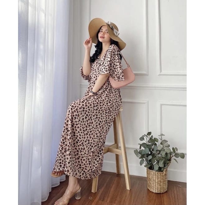 Daster Kimono Busui Tali Samping Panjang Semata Kaki / Daster Kekinian-MACN KREM ld 120