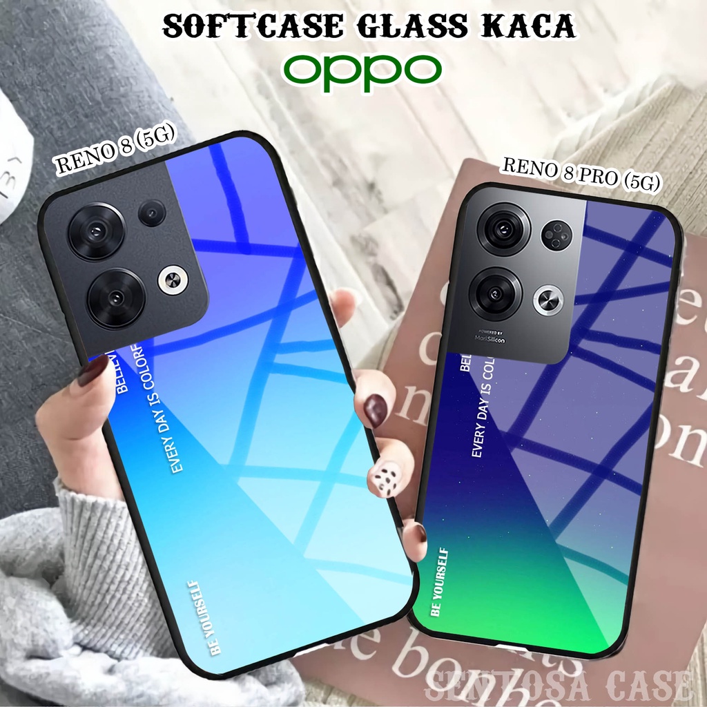 Softcase Glass Kaca OPPO RENO 8 (5G) & RENO 8 PRO (5G) - Casing HP OPPO RENO 8 & 8 PRO (5G) [ S35 ].