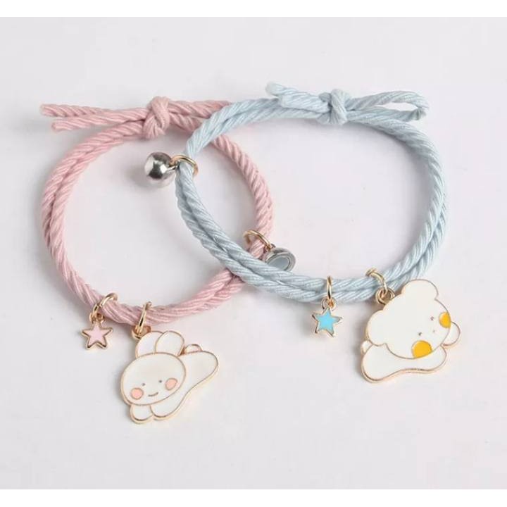 2 Pcs Sepasang Gelang Tali Karet Magnet Desain Astronot Kuromi Cinnamoroll Untuk Pria Dan Wanita Gelang Magnet/1 Pasang Gelang