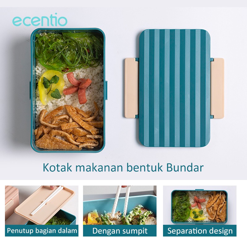 

Ecentio Ins Lunch Box /Kotak Bekal /Kotak Tempat Makan /lunch box anti tumpah free sumpit 900ml