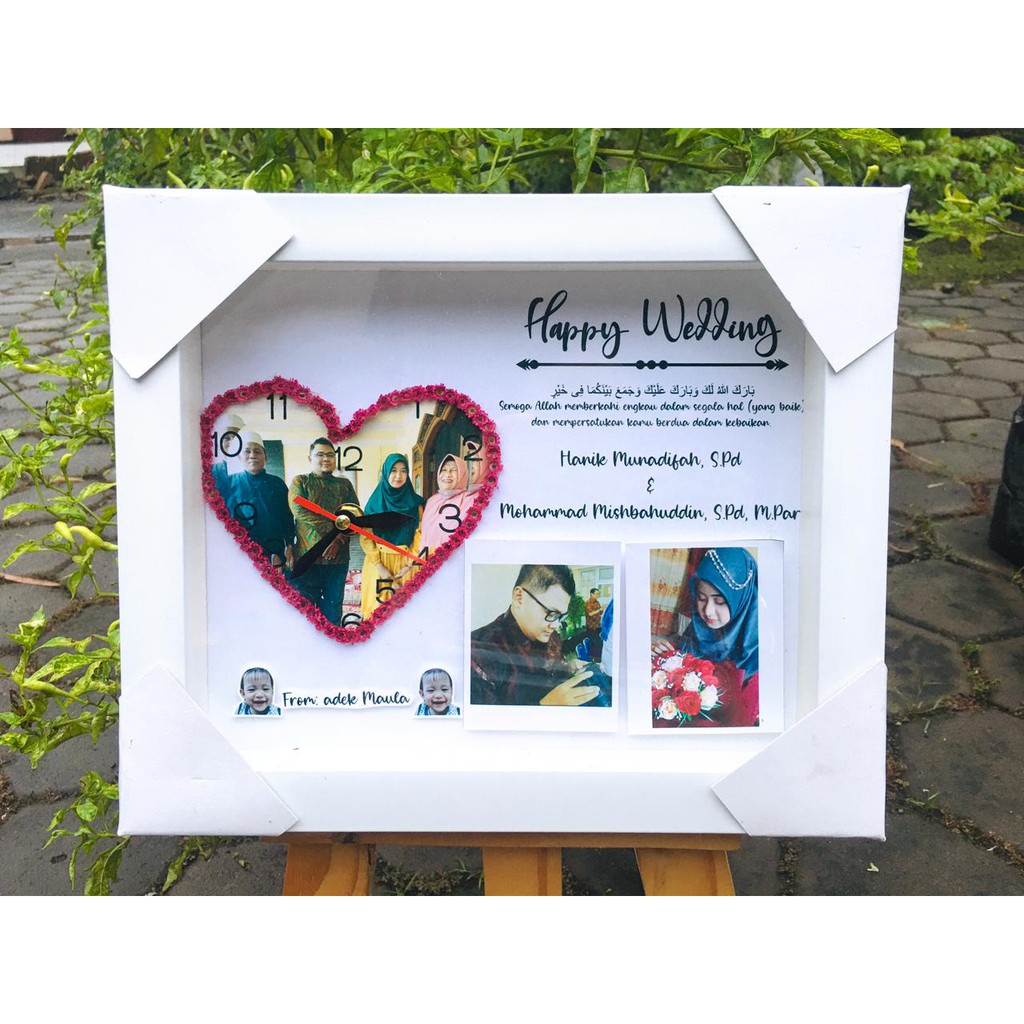 POP UP FRAME 3D JAM FLOWER IN FRAME Kado pernikahan wedding nikah ultah ulang tahun anniversary grad