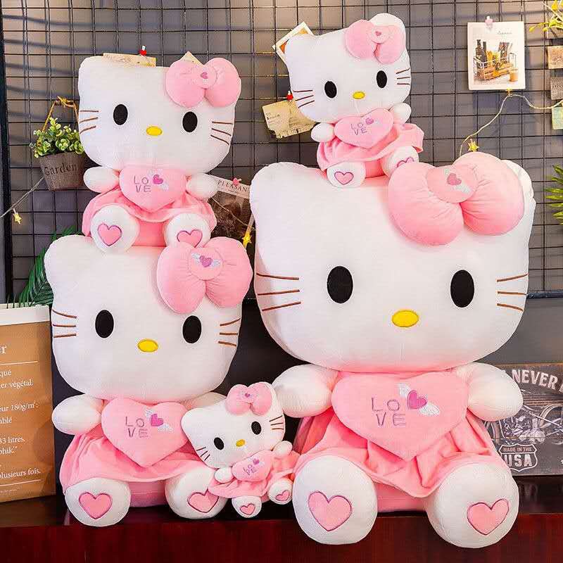 Hello Kitty Plus Boneka Sanrio Mainan Pink Kitty Kucing Kartun Anak Perempuan Hewan Mainan Mewah