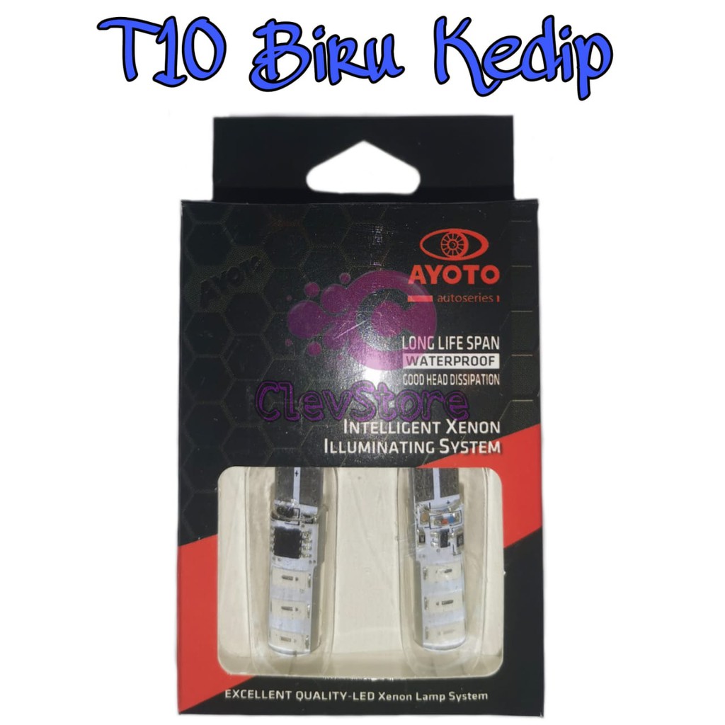 Lampu LED Motor T10 Jelly Nyala Kedip Sen senja Warna Biru 2pcs (sepasang)