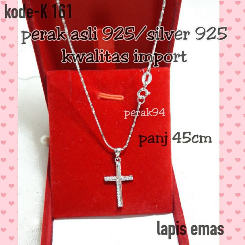 Kalung liontin salip perak asli 925 anti karat/kalung wanita/kalung yesus/kalung salip/kalung murah