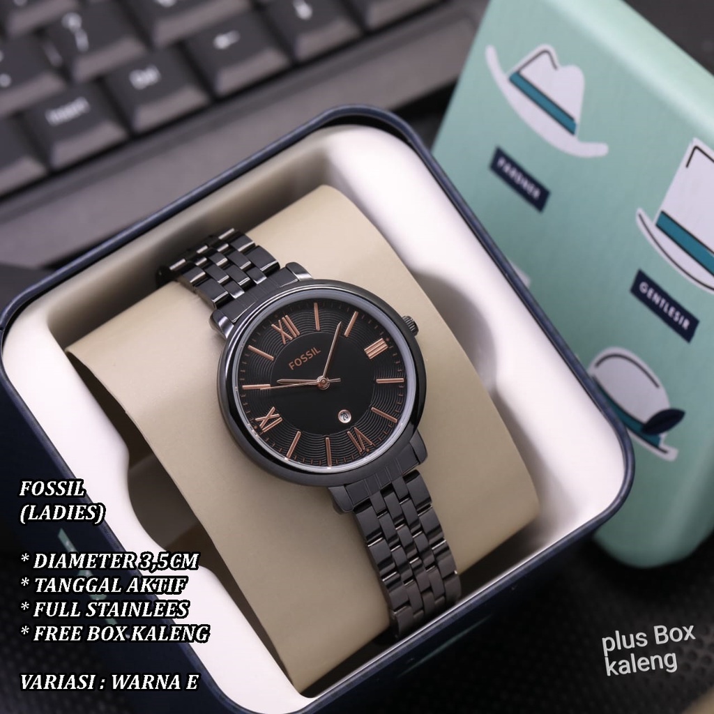 (FREE BOX) JAM TANGAN WANITA FASHION RANTAI BODY BULAT TANGGAL AKTIF