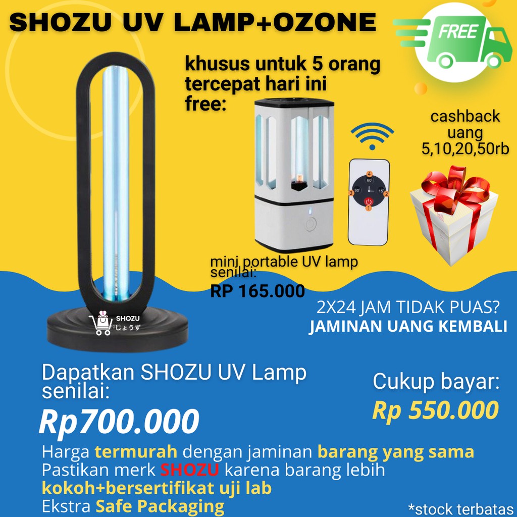 LAMPU UV STERILIZER RUANGAN UV LAMP UV LIGHT OZONE ANTI VIRUS COVID