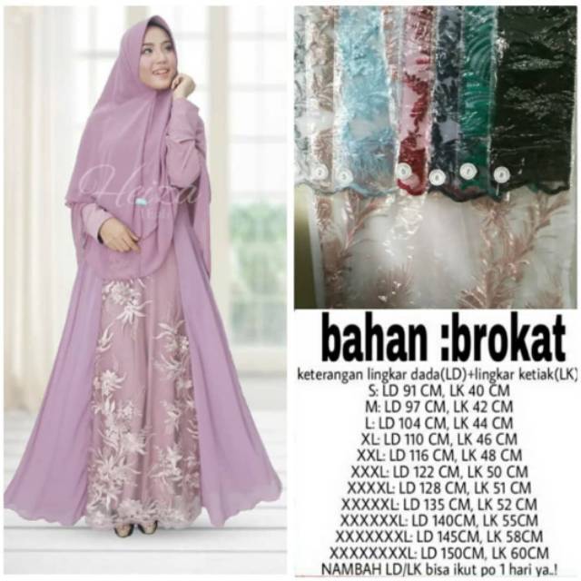 Maxi dress gamis syari rumana brukat pesta lebaran jumbo Bigsize ld 150