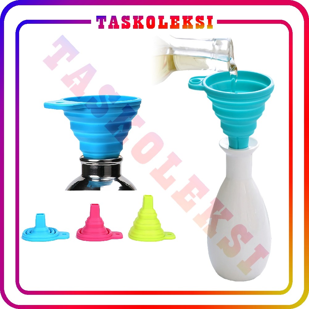 ☛TK☚ R378 Corong Petak Lipat Air Karet Silikon Minyak Collapsible Mini Funnel